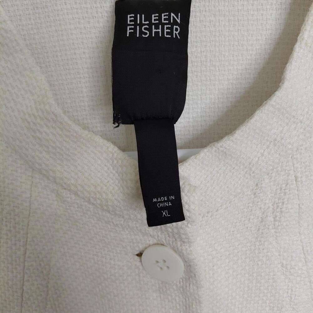 Eileen Fisher Jacket Womens XL Collarless Linen Cotton Blend Blazer Texture - Picture 6 of 9